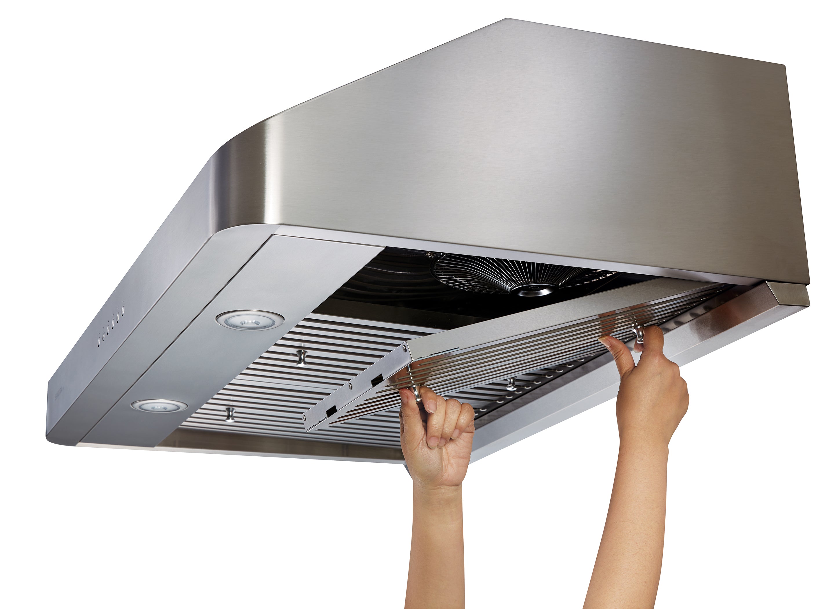 SAKURA B51 range hood featuring detachable baffle filters for easy cleaning