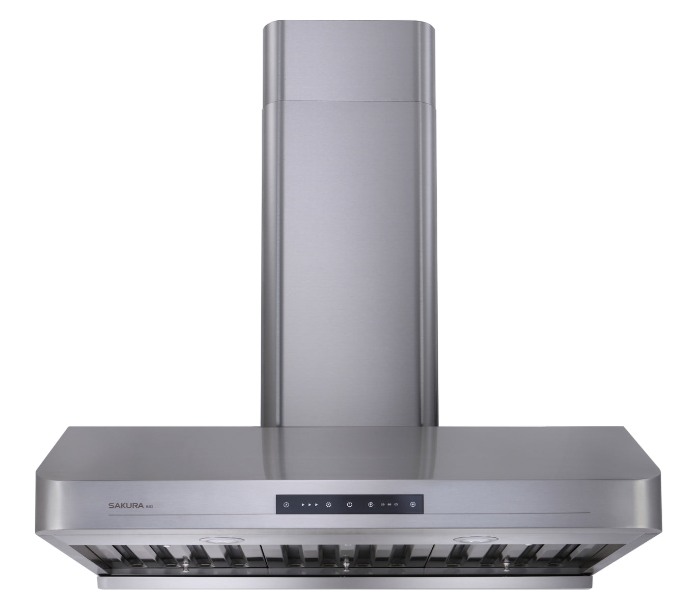 Front view of SAKURA B53+ 1200CFM range hood for Asian cooking