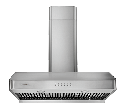 Front view of SAKURA B51 under cabinet range hood featuring powerful dual AC motors reaching 1000 CFM