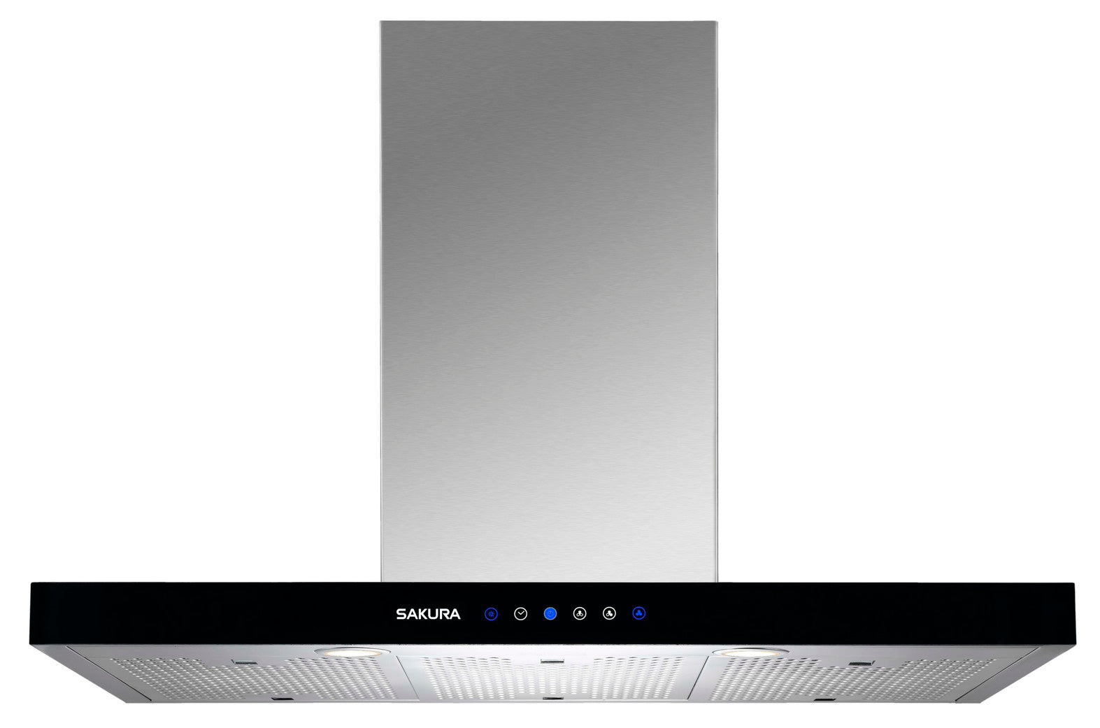 Stylish SAKURA M3000 wall mount range hood featuring a powerful 1100 CFM motor