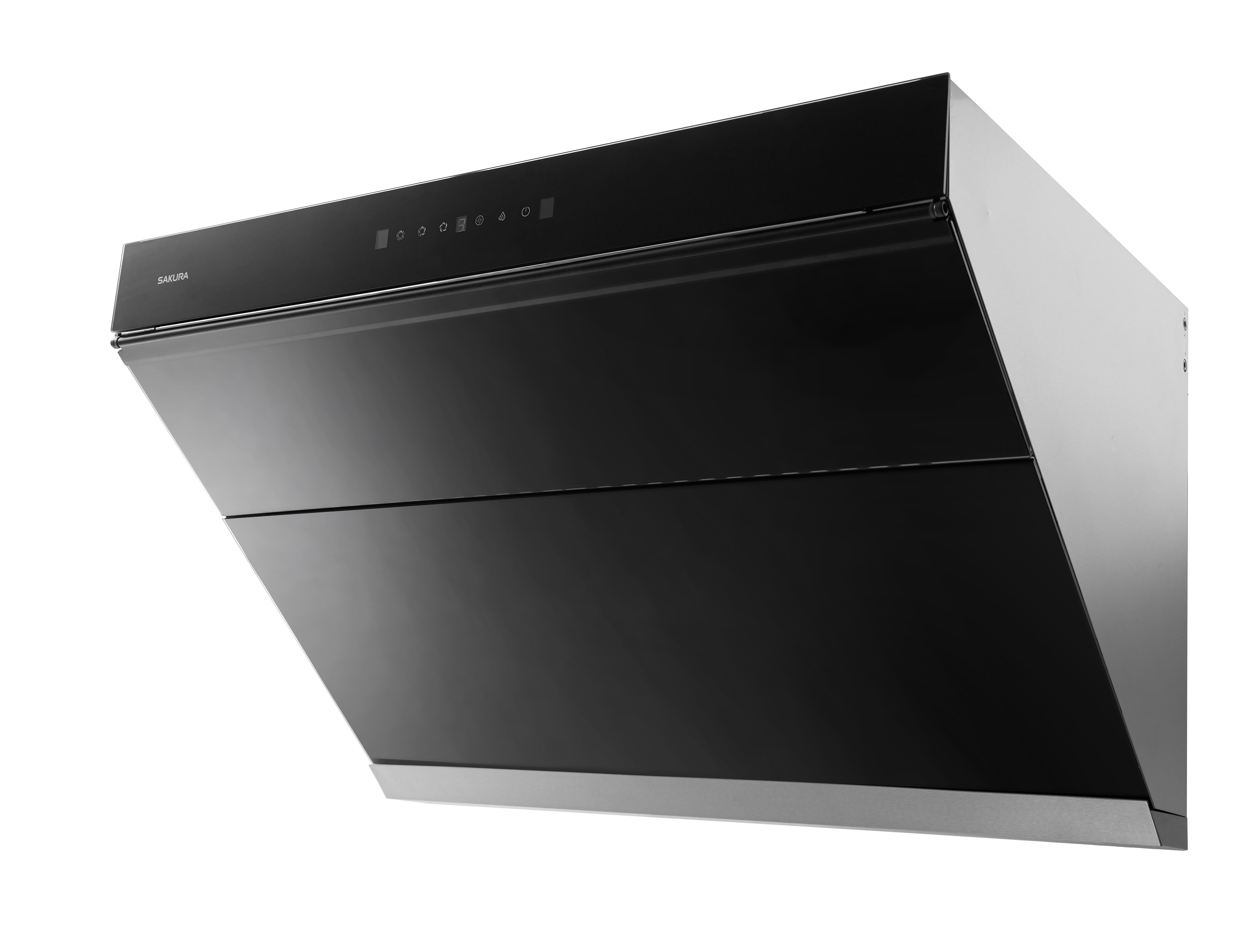 Premium glass design SAKURA range hood delivering 1000 CFM for modern American kitchens